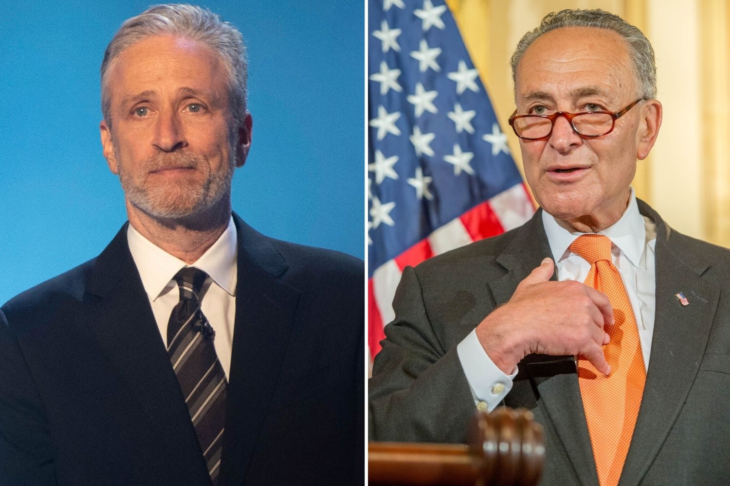 Jon Stewart and Chuck Schumer